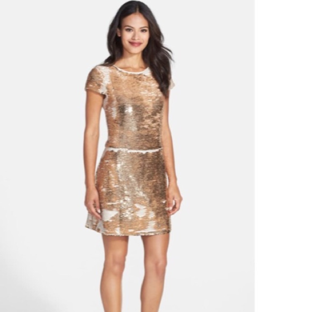 Sequin Fit & Flare Dress - BLACK